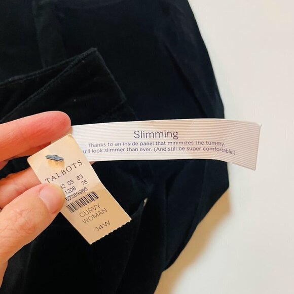 NWT Talbots Pant Trouser High Rise Straight Leg Curvy Corduroy Black Slimming - Picture 9 of 13